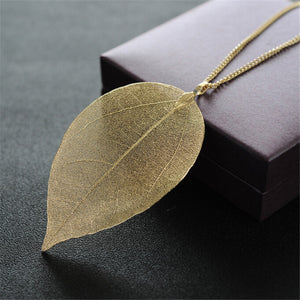 Gold plated leaf necklace cheap