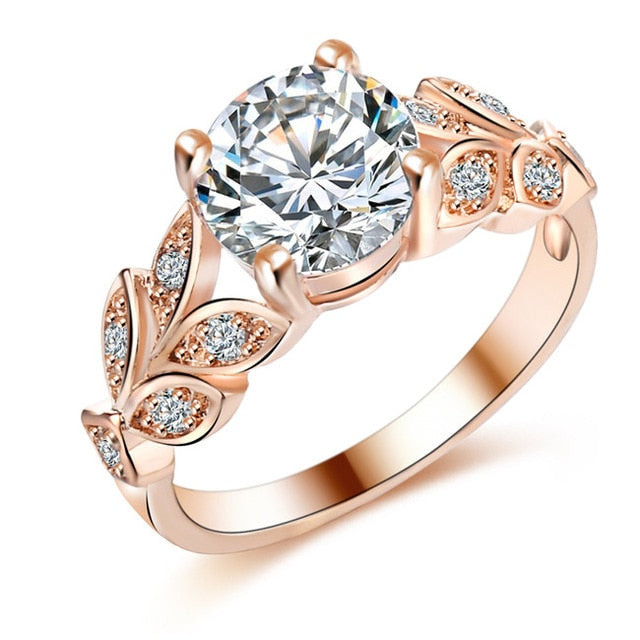 Leaves Silver and Pink Gold Plated Ring